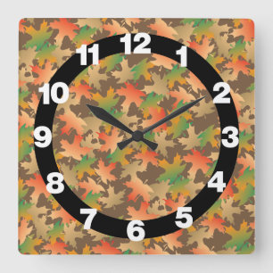 Horloge Carrée Feuilles d'automne