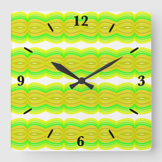 Horloge Carrée Figure Vert Et Jaune Huit  Art Motif (Recto)
