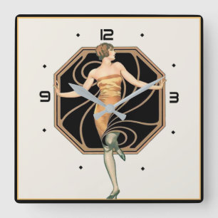 Horloge Carrée fille Art déco