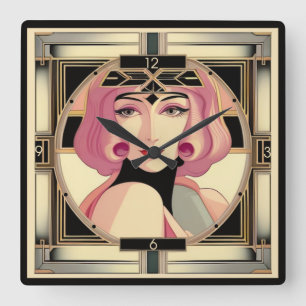 Horloge Carrée fille Art déco