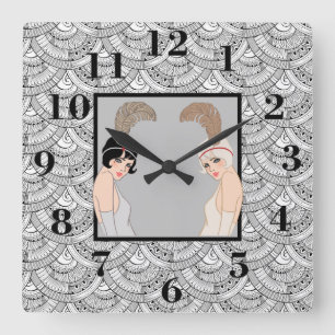 Horloge Carrée Filles d'art déco