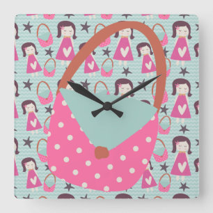 Horloge Carrée Filles et sacs à main