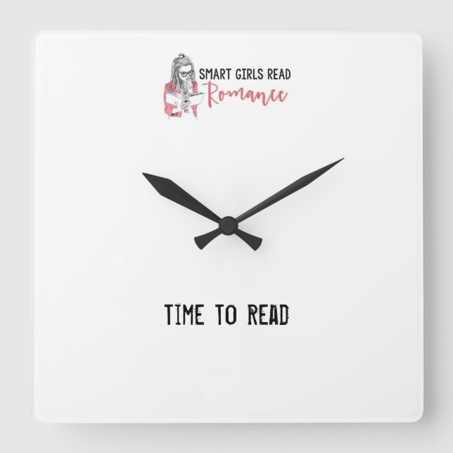 Horloge Carrée Filles intelligentes Lire romance Temps de lecture (Recto)