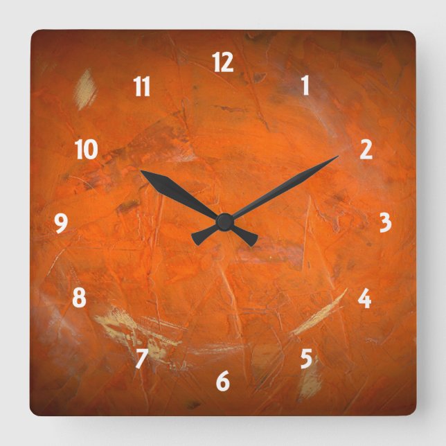 Horloge Carrée Finition vitrée de Faux de terre cuite (Recto)
