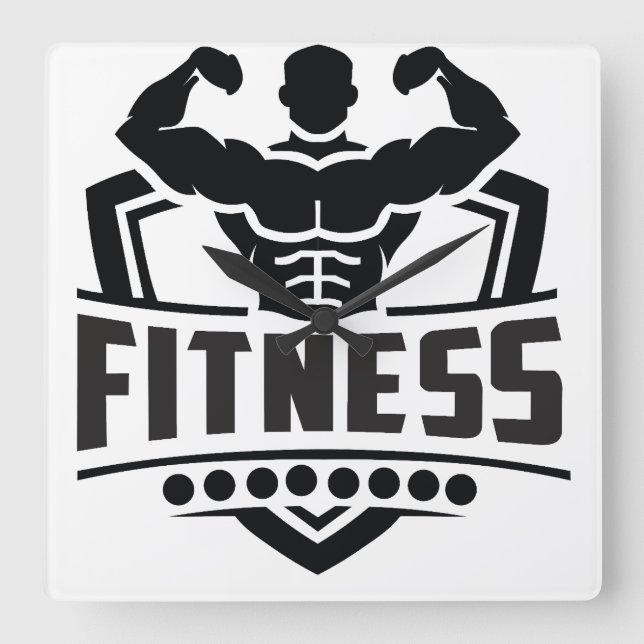 Horloge Carrée Fitness Motivation Graphic | Strong & Active Life (Recto)