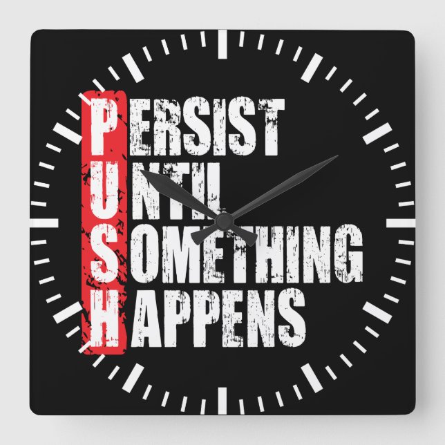 Horloge Carrée Fitness Workout Gym Motivation - Push (Recto)