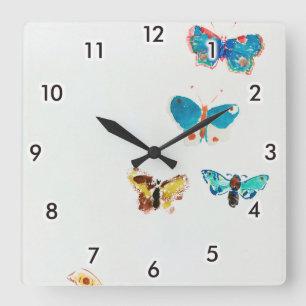 Horloge Carrée Five Butterflies