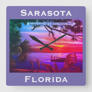 Horloge Carrée FL Beach Sunset - Gulf of Mexico