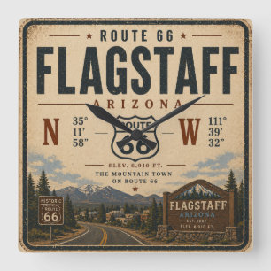 Horloge Carrée Flagstaff Route 66 Heure des Montagnes