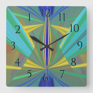 Horloge Carrée Flame bleue 2 Abstrait dans l'horloge à rebours b