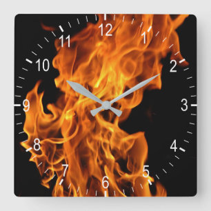 Horloge Carrée Flamme