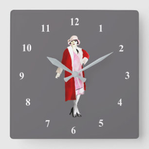 Horloge Carrée Flapper vintage femme de mode rugissant vingtaine