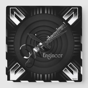 Horloge Carrée Flare déco de l'ingénieur mécanique