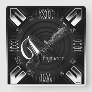 Horloge Carrée Flare Déco Ingénieur Industriel