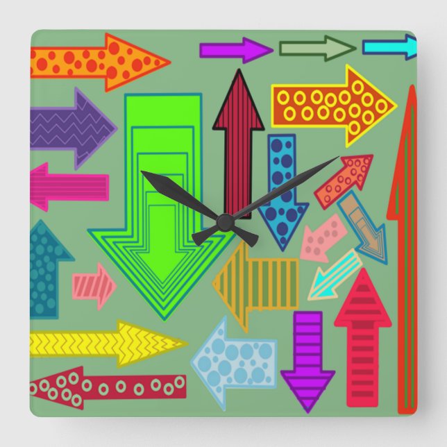 Horloge Carrée Flèches (Recto)