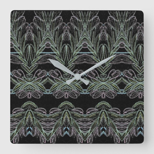 Horloge Carrée Flèches douces noires (Recto)