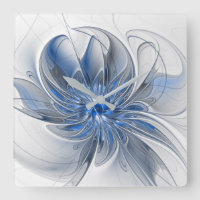 Fleur d'art fractal à l'aquarelle bleue grise abst
