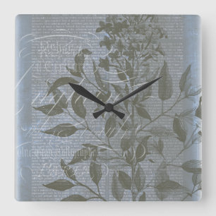 Horloge Carrée Fleur de Bleu I