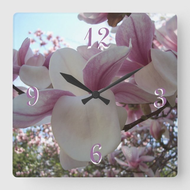 Horloge Carrée Fleur de cerise (Recto)