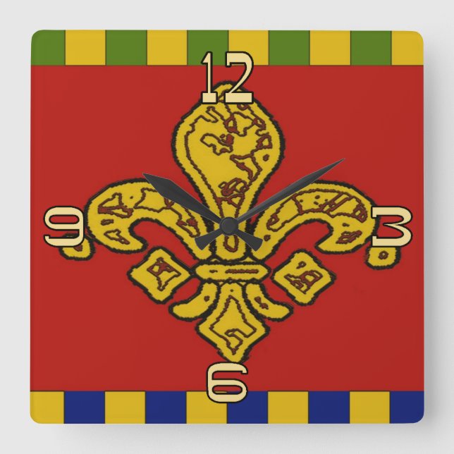 Horloge Carrée Fleur De Lis (Recto)