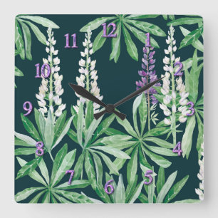 Horloge Carrée Fleur de lupin