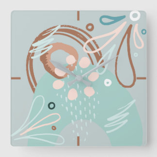 Horloge Carrée Fleur de ressort Abstraite