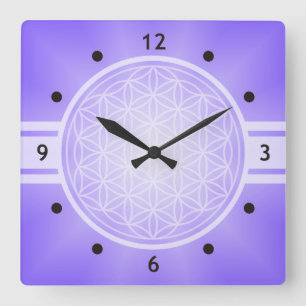 Horloge Carrée Fleur de Vie / Blume des Lebens - transpa blanc.