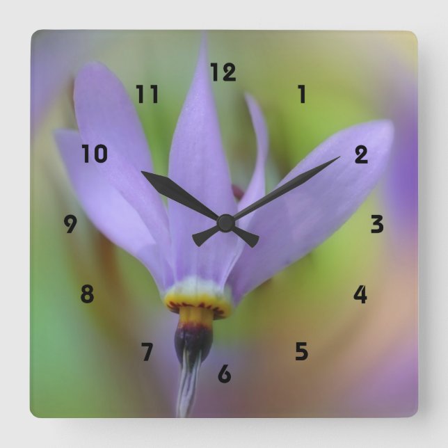 Horloge Carrée Fleur pourpre (Recto)