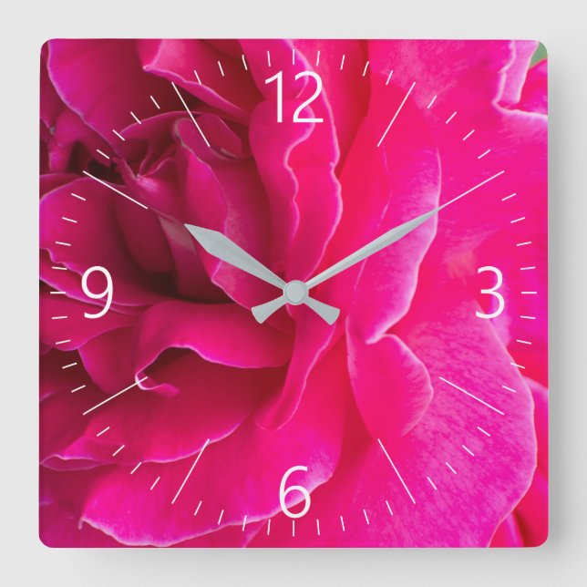 Horloge Carrée Fleur rose (Recto)