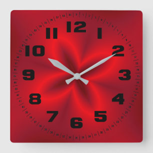 Horloge Carrée Fleur rouge néon vibrant