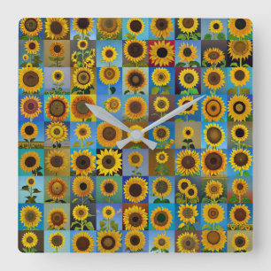 Horloge Carrée Fleurs de soleil