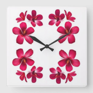 Horloge Carrée Fleurs de styles classiques