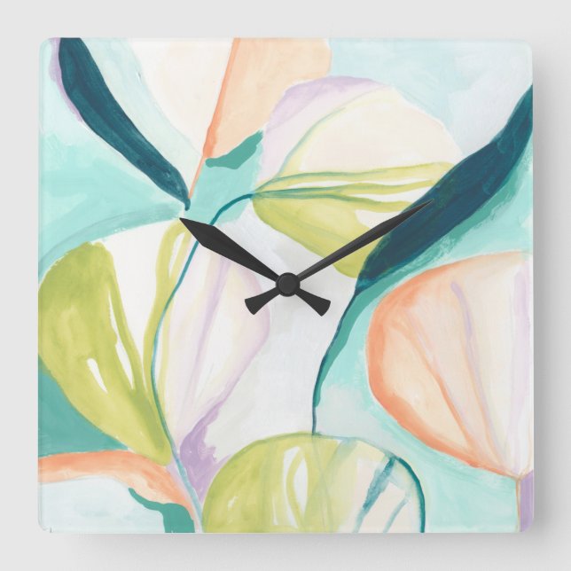 Horloge Carrée Fleurs de ventilateur IV (Recto)