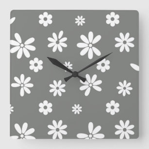 Horloge Carrée Fleurs et pétales 2