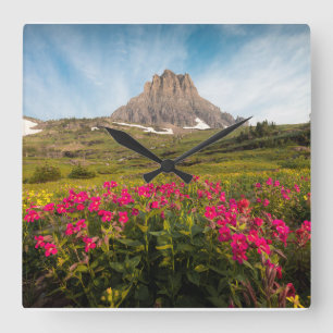 Horloge Carrée Fleurs Parc national des Glaciers du Montana