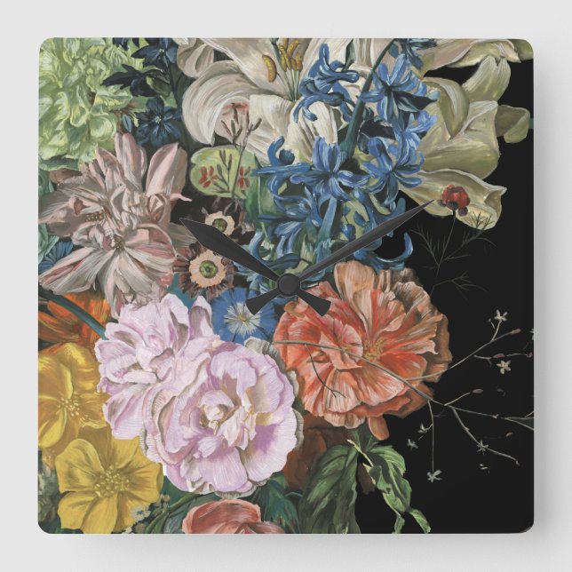 Horloge Carrée Floral baroque - Bouquet (Recto)