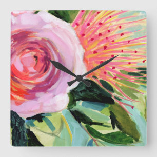 Horloge Carrée Floral I
