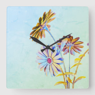 Horloge Carrée Floral Square Wall Clock