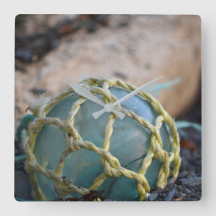 Horloge Carrée Flotte de pêche au verre, verticale