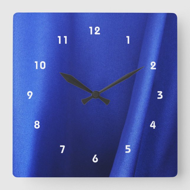 Horloge Carrée Flow Blue Silk Fabric Abstrait (Recto)