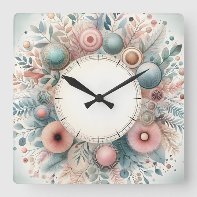 Horloge Carrée flower design (Recto)
