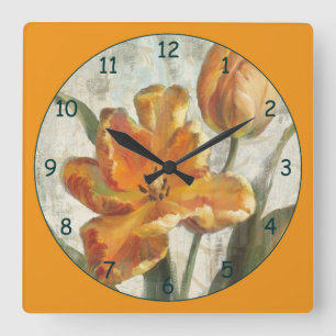 Horloge Carrée Flower Pastel Yellow