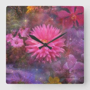 Horloge Carrée Flowers