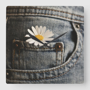 Horloge Carrée Flowers (homonymie)   Daisy in Jeans Pocket