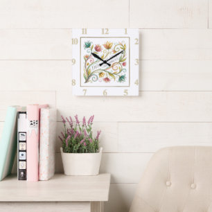 Horloge Carrée Foi Espoir Amour floral