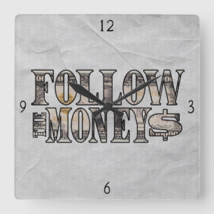 Horloge Carrée Follow the Money