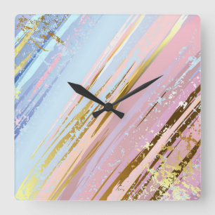 Horloge Carrée Fond rose texturé