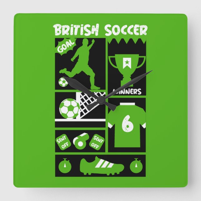 Horloge Carrée Football britannique (Recto)
