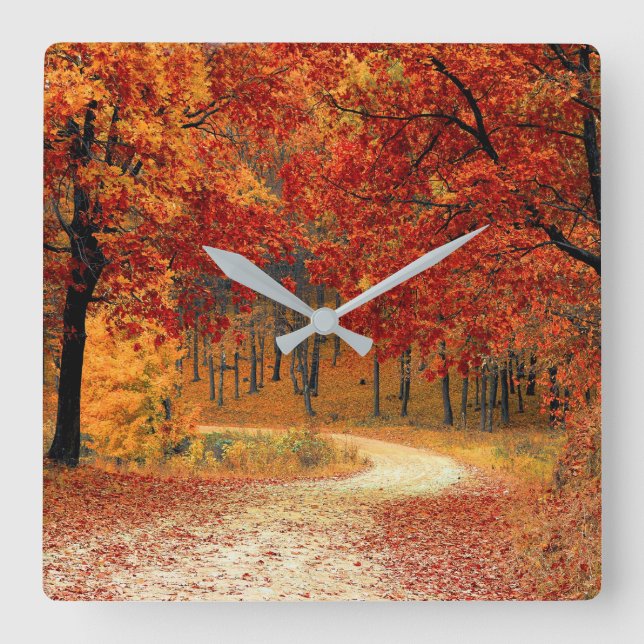 Horloge Carrée Forêt d'automne (Recto)