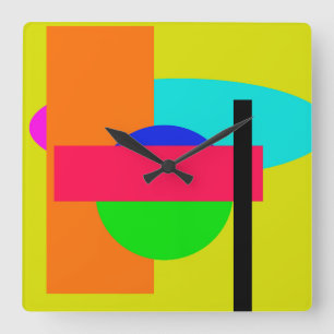 Horloge Carrée Formes colorées